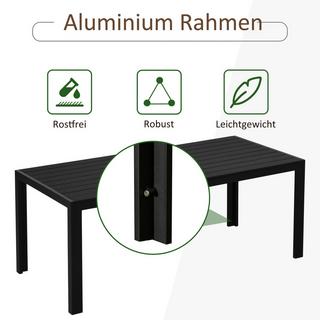 Northio Gartentisch Aluminium Tisch Garten Terrasse Holz-Kunststoff Polyholz Schwarz  