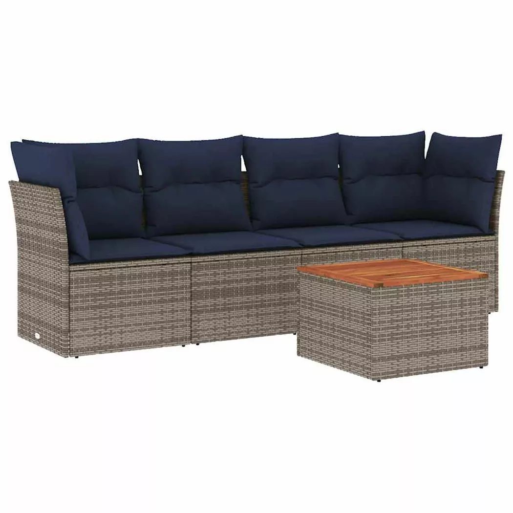 VidaXL - set divano da giardino Polyrattan, One Size, Grigio