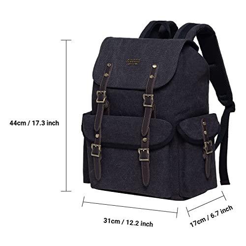 Only-bags.store Canvas Retro Rucksack, Vintage Jagdrucksack Wanderrucksack mit 14 Zoll Laptopfach Backpack für  