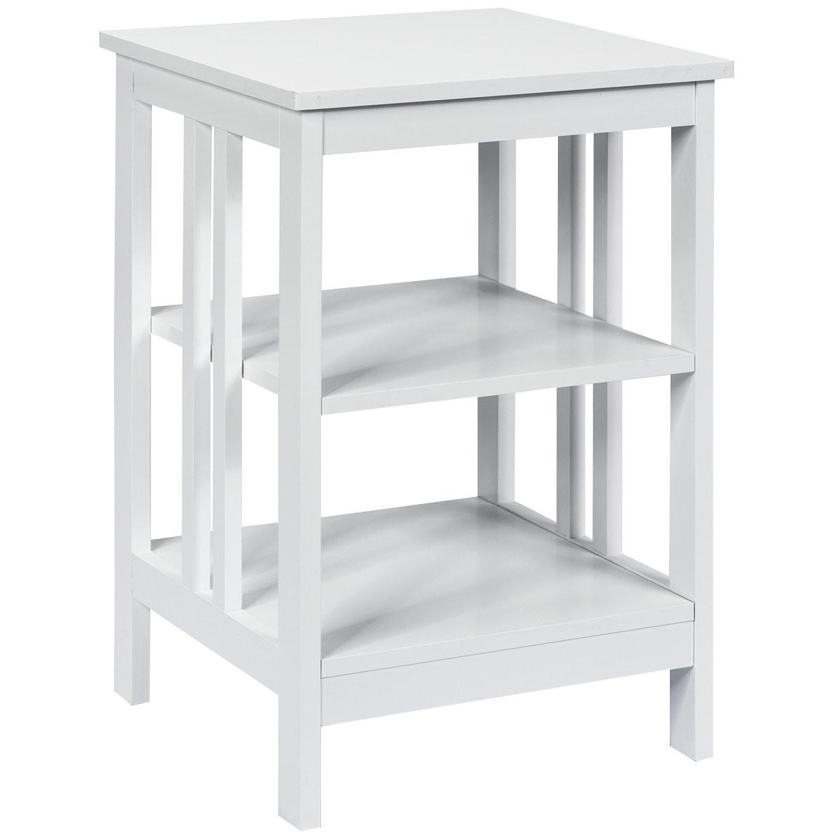 Northix Table de chevet à 3 niveaux, table de canapé, table basse pour chambre à coucher, 40 x 40 x 61 cm, blanc  