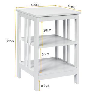 Northix Table de chevet à 3 niveaux, table de canapé, table basse pour chambre à coucher, 40 x 40 x 61 cm, blanc  