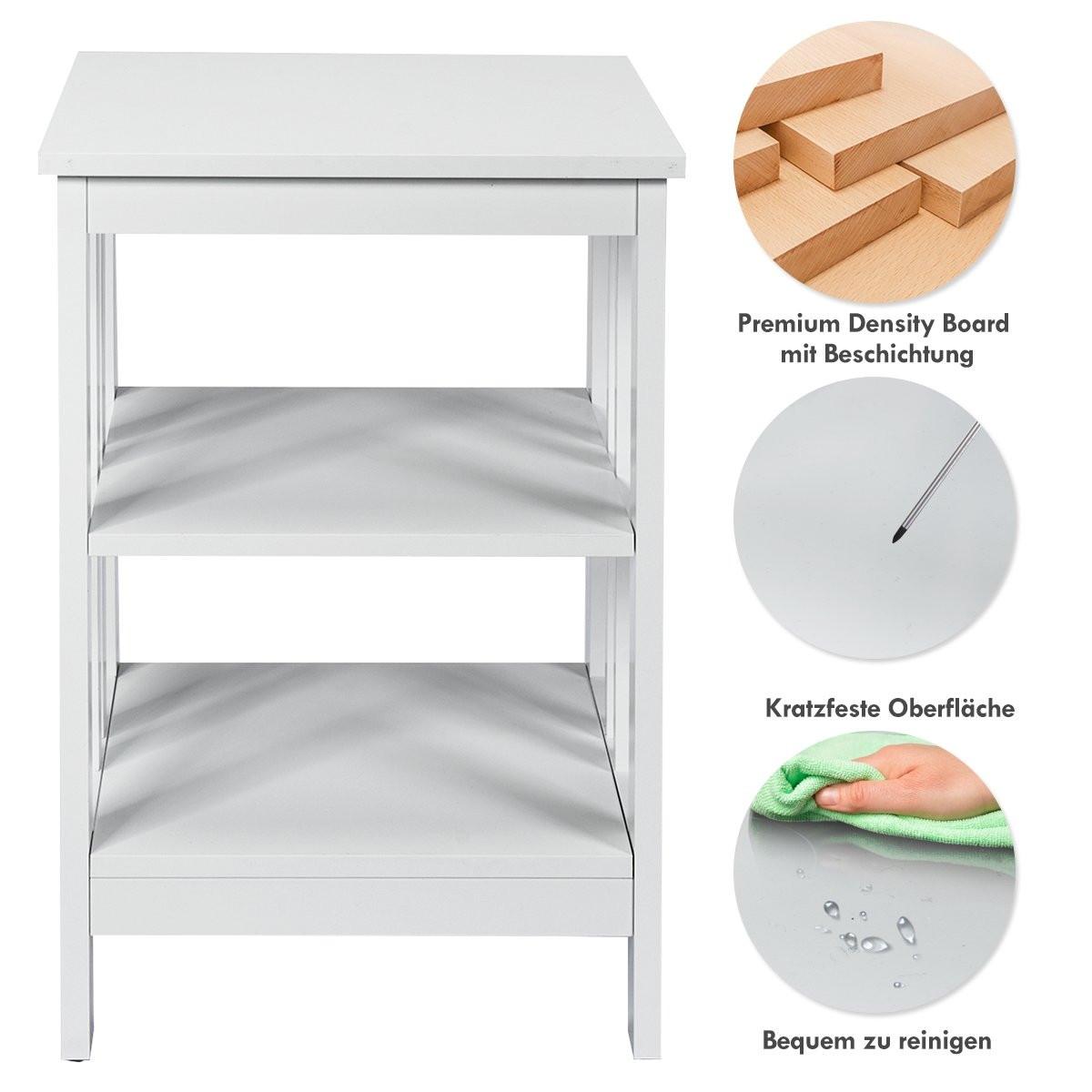 Northix Table de chevet à 3 niveaux, table de canapé, table basse pour chambre à coucher, 40 x 40 x 61 cm, blanc  