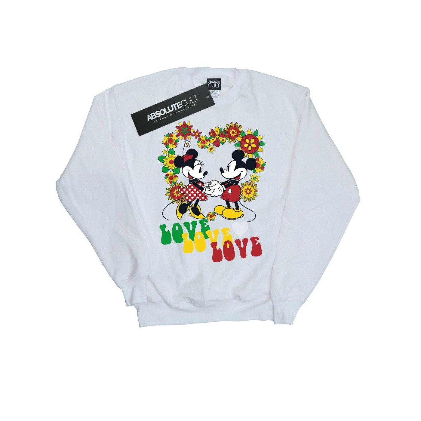 Image of Mickey And Minnie Mouse Hippie Love Sweatshirt Unisex Weiss 140/146