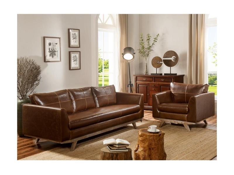 Vente-unique Couchgarnitur Leder 3+1 ALEGAN  