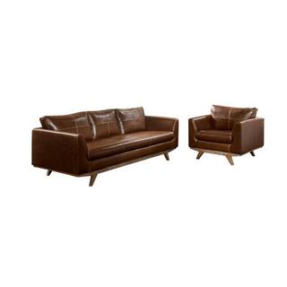 Vente-unique Couchgarnitur Leder 3+1 ALEGAN  