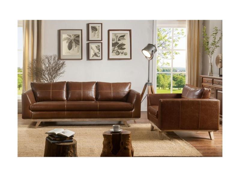 Vente-unique Couchgarnitur Leder 3+1 ALEGAN  