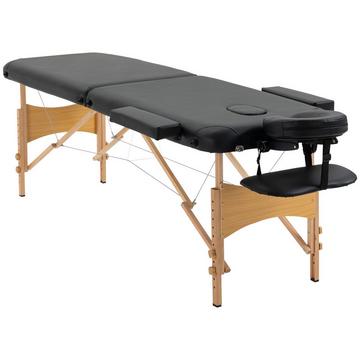 Massageliege Klappbar Tragbarer Massagetisch Mit Kopfstütze, Höhenverstellbar, Kunstleder & Holz, Schwarz
