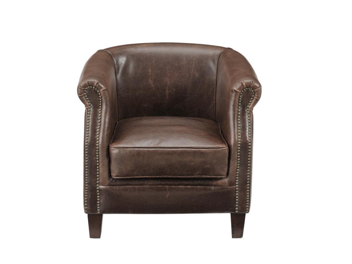 Vente-unique Fauteuil club 100% cuir vieilli ENGUERRAND  