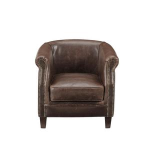 Vente-unique Fauteuil club 100% cuir vieilli ENGUERRAND  