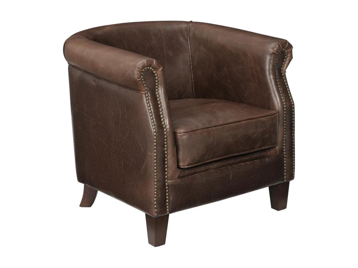 Vente-unique Fauteuil club 100% cuir vieilli ENGUERRAND  