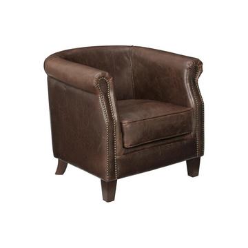 Fauteuil club 100% cuir vieilli ENGUERRAND