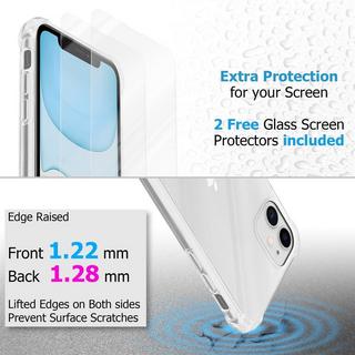 Cadorabo  Housse et 2x verres de protection trempés compatibles avec Apple iPhone 11 - Coque de protection hybride avec bord en silicone TPU et dos en verre acrylique 