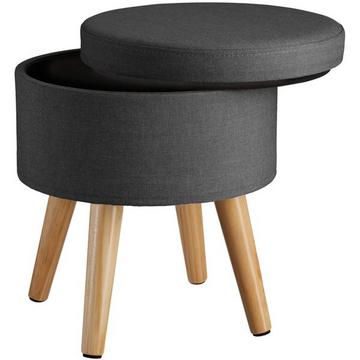 Tabouret avec coffre de rangement aspect lin YUMI 150 kg