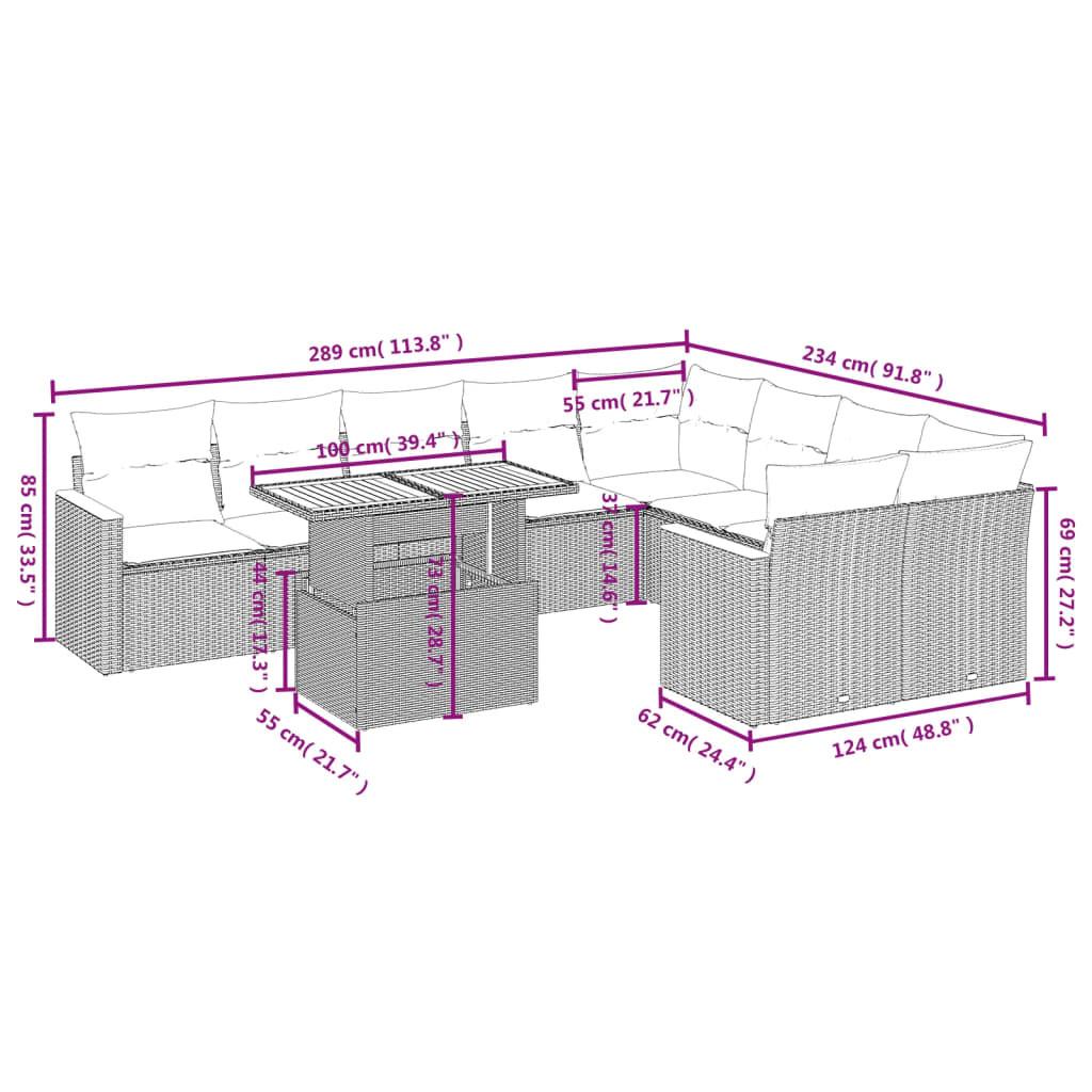 VidaXL Ensemble de canapés de jardin rotin synthétique  