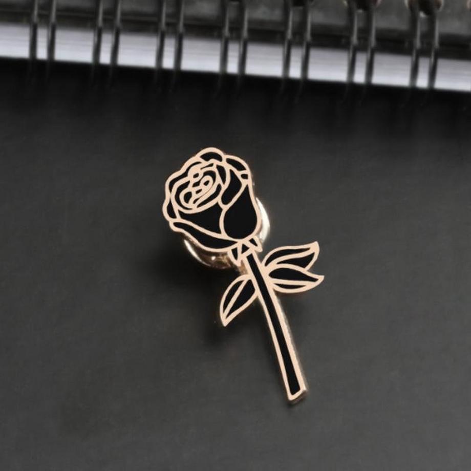 B2X  Brosche - Schwarze Rose 