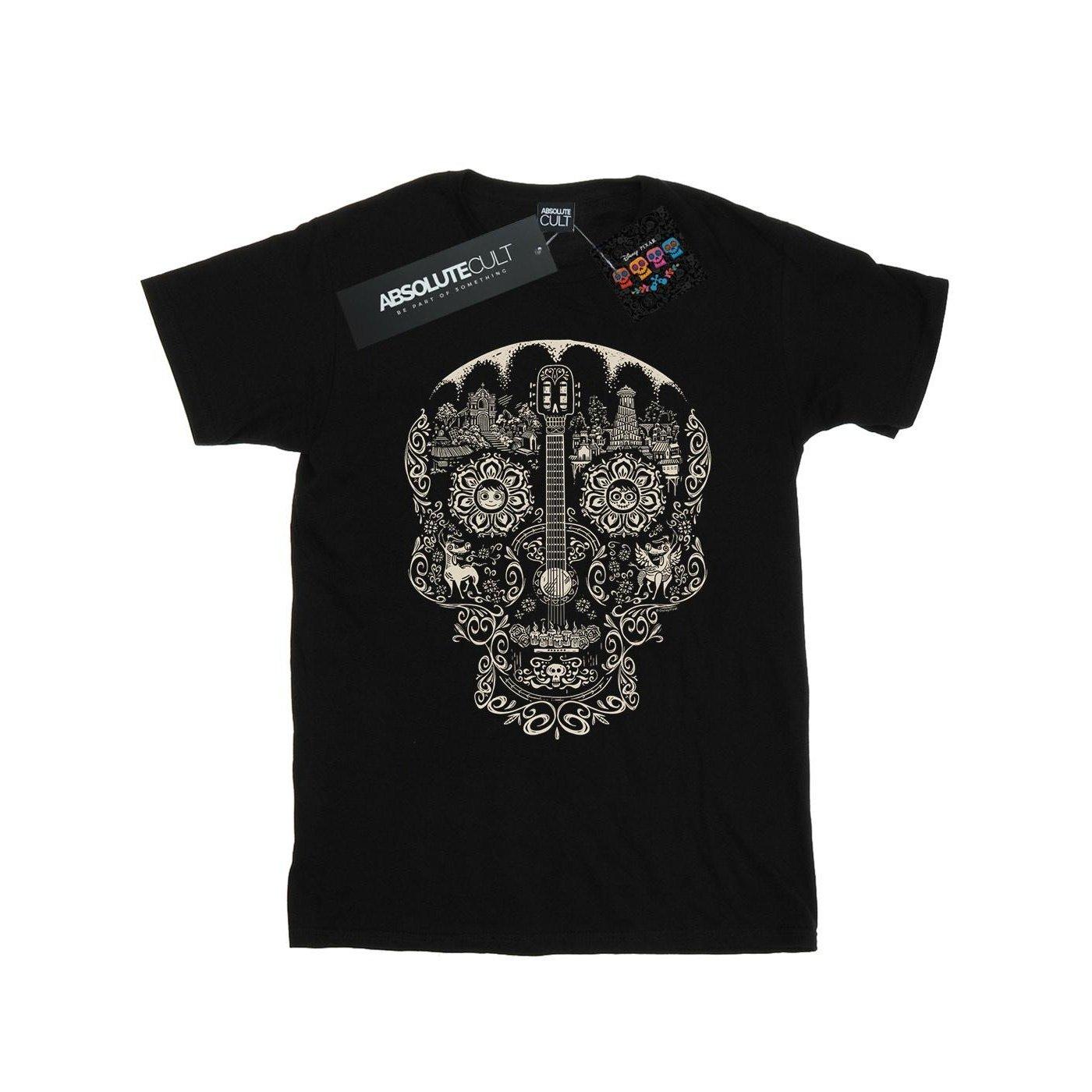 Image of Coco Skull Mono Pattern Tshirt Herren Schwarz L