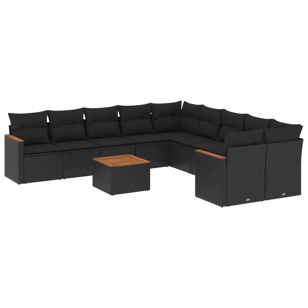 VidaXL - set divano da giardino Polirattan, One Size, Nero