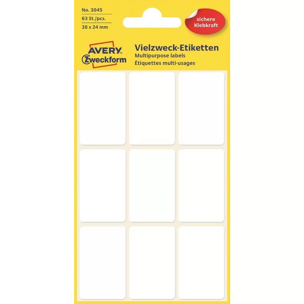 Avery-Zweckform – AVERY ZWECKFORM Etiketten 38×24mm, 120 Stück, One Size, Weiss