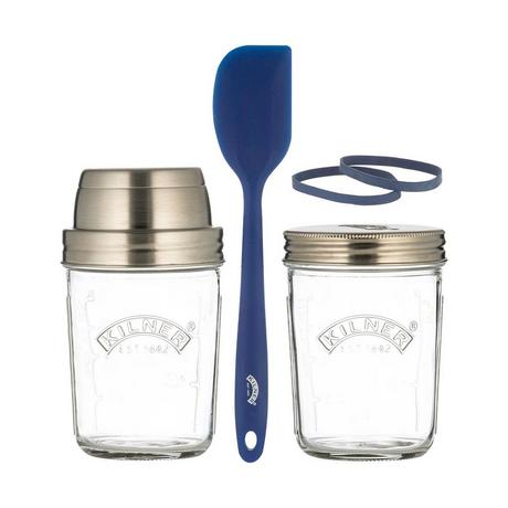 KILNER  Kilner 65025035 recipiente per cibo Rotondo Set 0,35 L Blu, Argento, Trasparente 2 pz 