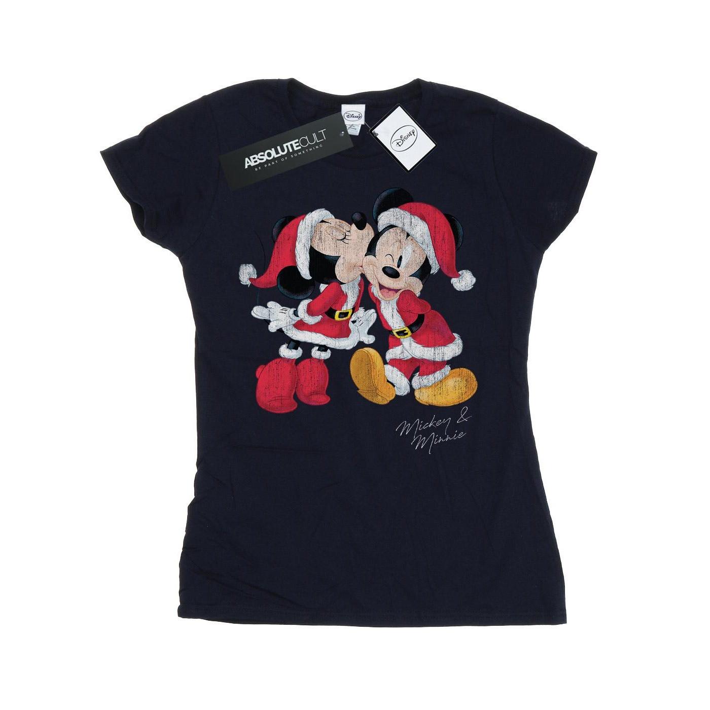 Image of Mickey And Minnie Christmas Kiss Tshirt Damen Marine XL