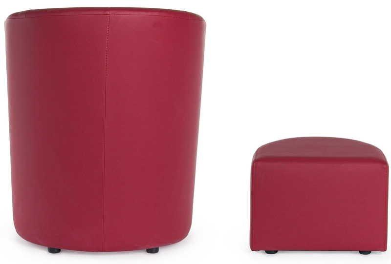 mutoni Chaise longue Rita avec repose-pieds rouge  