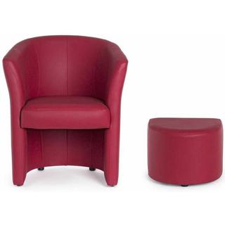 mutoni Chaise longue Rita avec repose-pieds rouge  