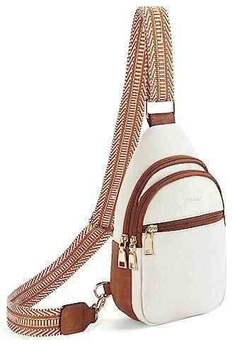 Image of Sling Rucksack Umhängetasche Kleine Crossbody Tasche Kunstleder Sling Tasche Damen Offwhite