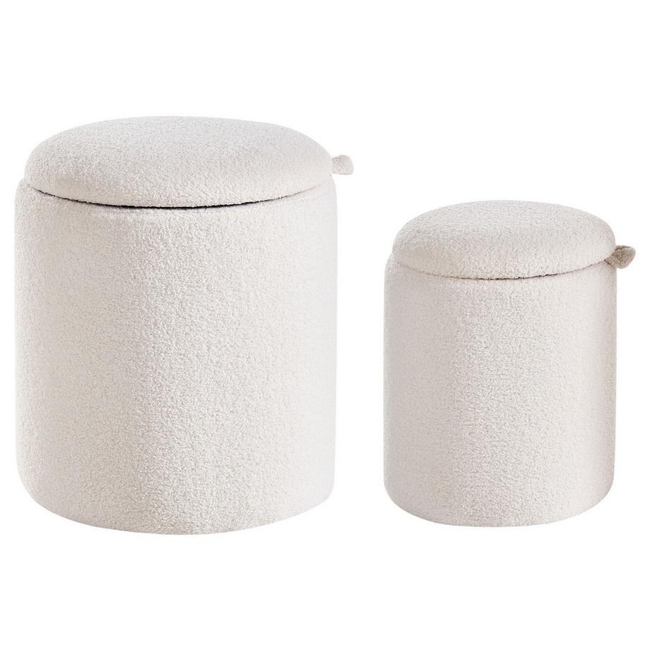 Beliani Lot de 2 poufs avec rangement en Bouclé Scandinave BEREA  