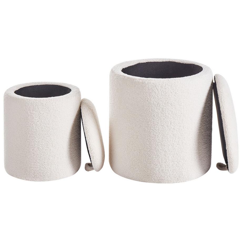 Beliani Lot de 2 poufs avec rangement en Bouclé Scandinave BEREA  