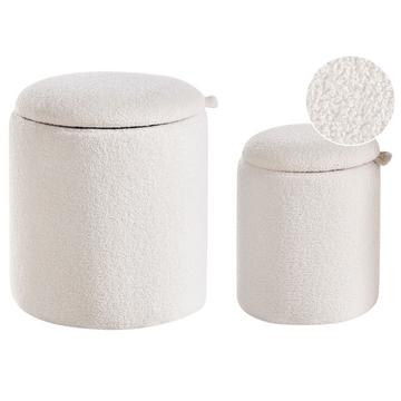 Lot de 2 poufs avec rangement en Bouclé Scandinave BEREA