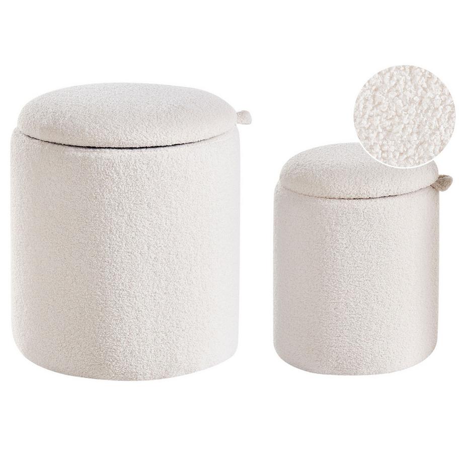 Beliani Lot de 2 poufs avec rangement en Bouclé Scandinave BEREA  