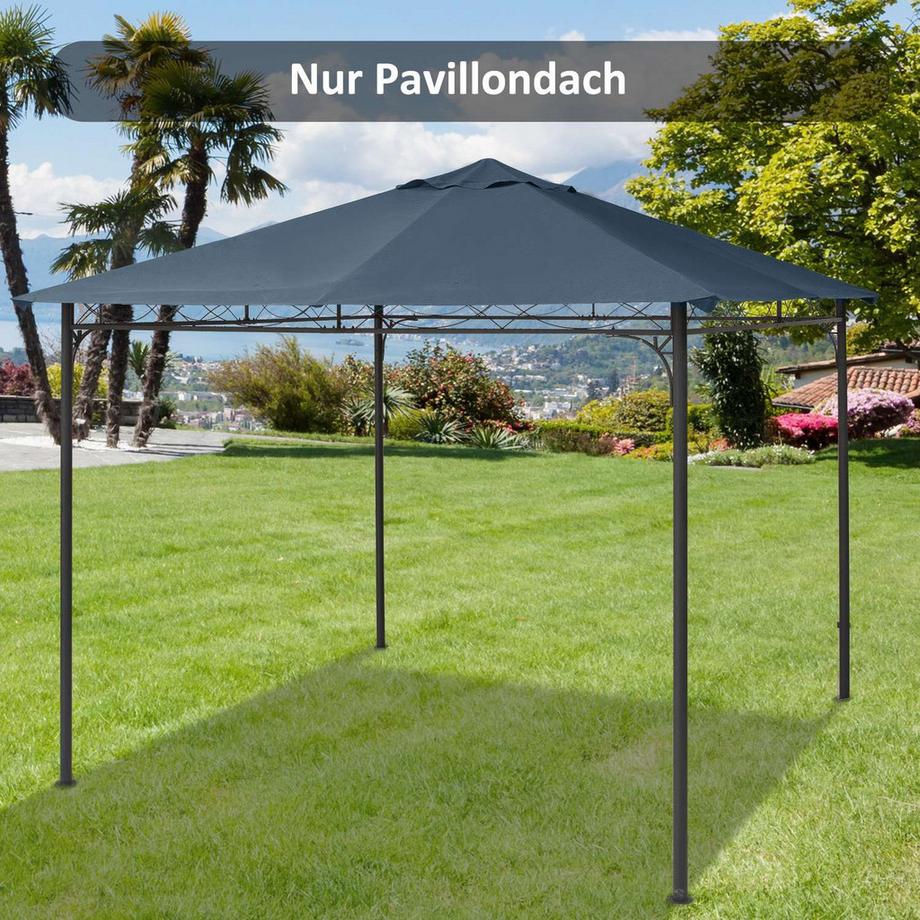 Northio Pavillondach 3X3M Ersatzdach Für Pavillon, Pavillonabdeckung, Sonnenschutz, Polyester, Dunkelgrau  