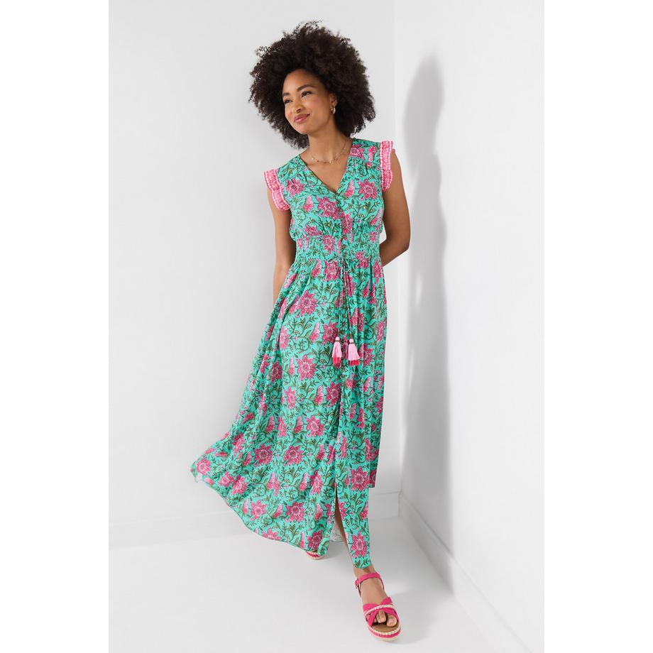 Joe Browns Abito Maxi con Stampa e Maniche a Volant  