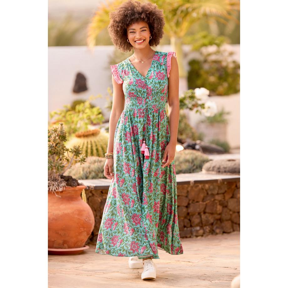 Joe Browns Abito Maxi con Stampa e Maniche a Volant  