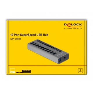 DeLock  63670 Schnittstellen-Hub USB 3.2 Gen 1 (3.1 Gen 1) Type-B 5000 Mbit/s Grau 