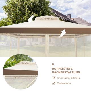 Northix Gartenpavillon Gartenzelt Camping Partyzelt mit 4 Seitenwänden 300 x 300 x 265 cm Beige  