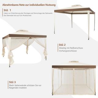 Northix Gartenpavillon Gartenzelt Camping Partyzelt mit 4 Seitenwänden 300 x 300 x 265 cm Beige  