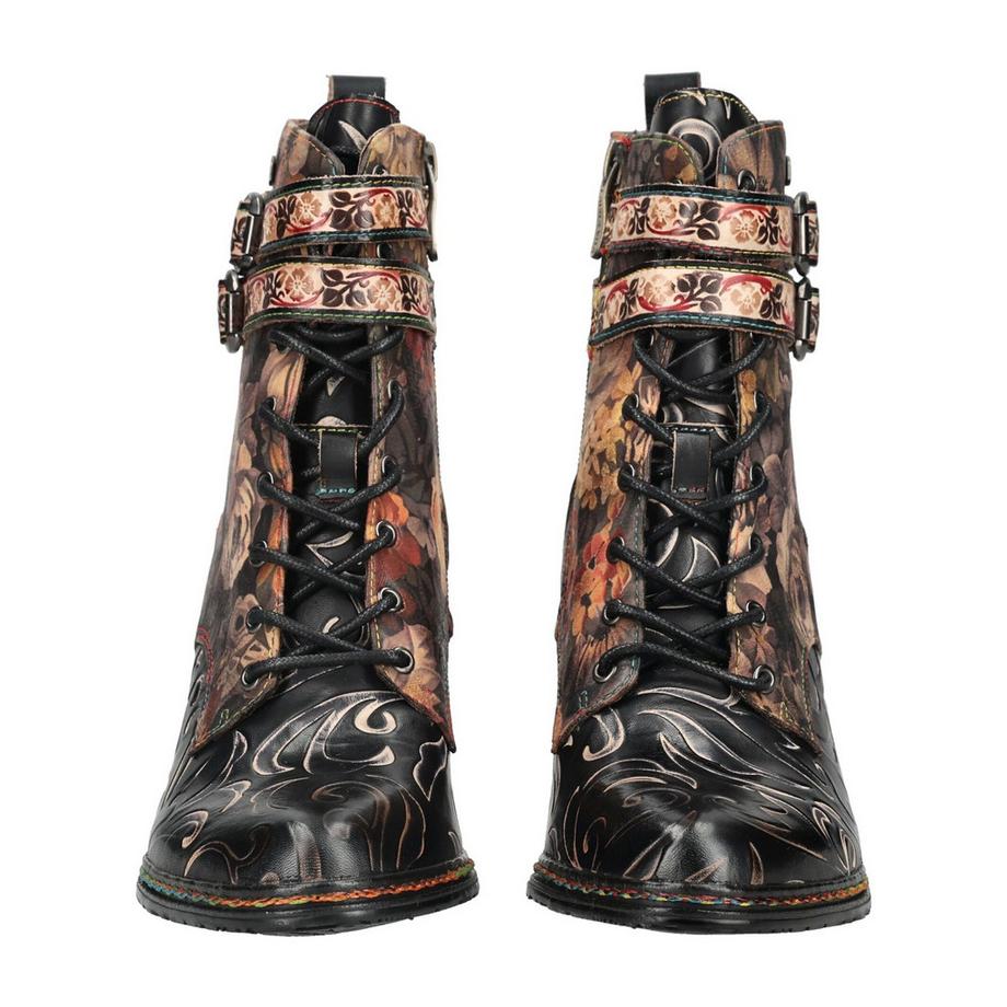 Laura Vita Bottines à imprimé floral avec boucles  