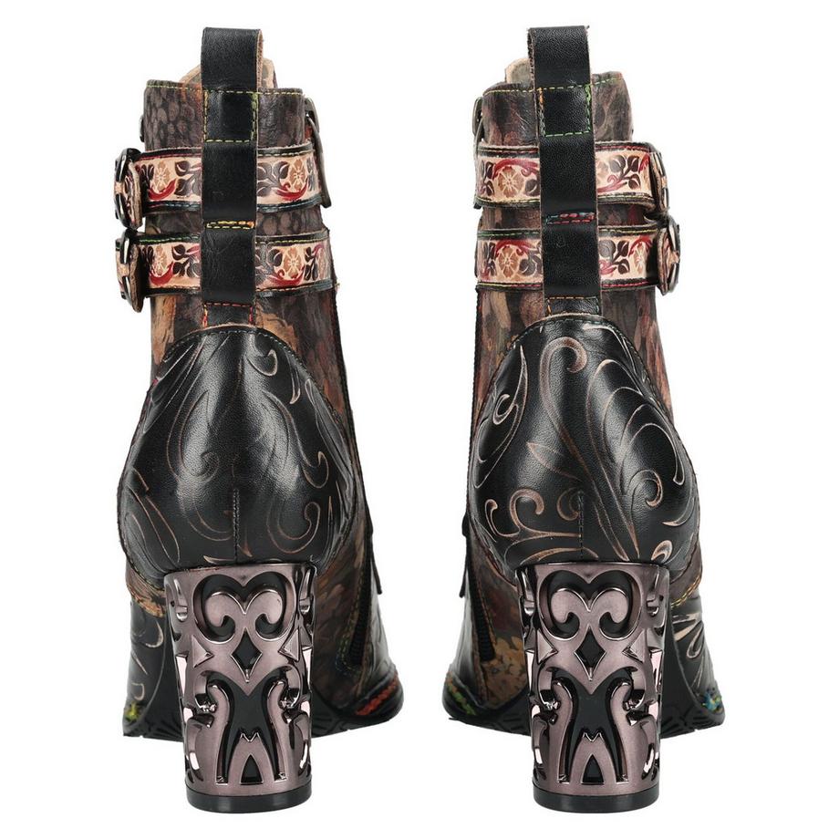 Laura Vita Bottines à imprimé floral avec boucles  