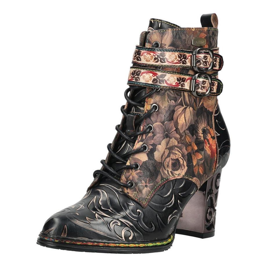 Laura Vita Bottines à imprimé floral avec boucles  