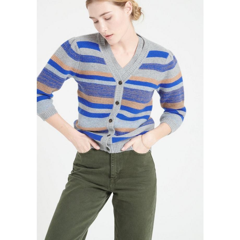 Studio Cashmere8 MIA 11 Cardigan Scollo a V a Righe 6 Fili  