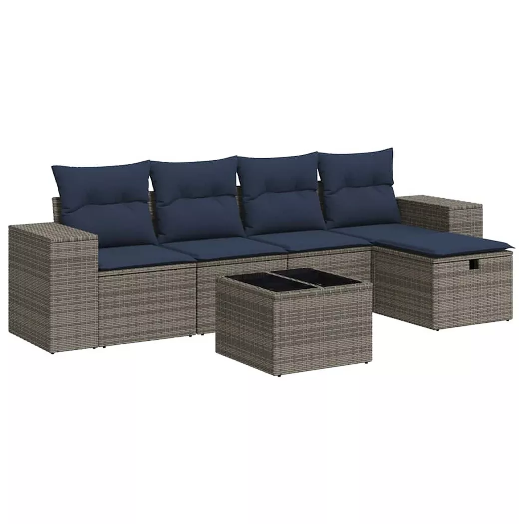 VidaXL - Gartensofa set poly-rattan, One Size, Grau