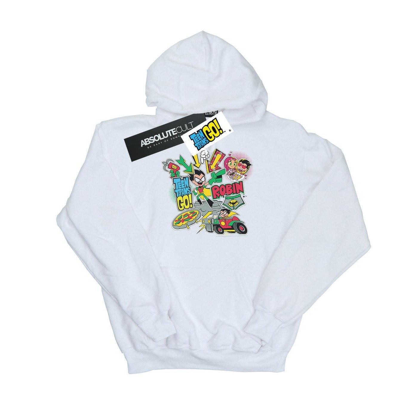 Image of Teen Titans Go Robin Montage Kapuzenpullover Mädchen Weiss 128