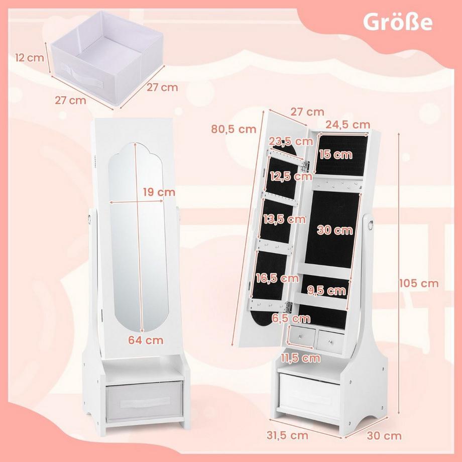 Northix Mobiletto portagioie per bambini con specchio  