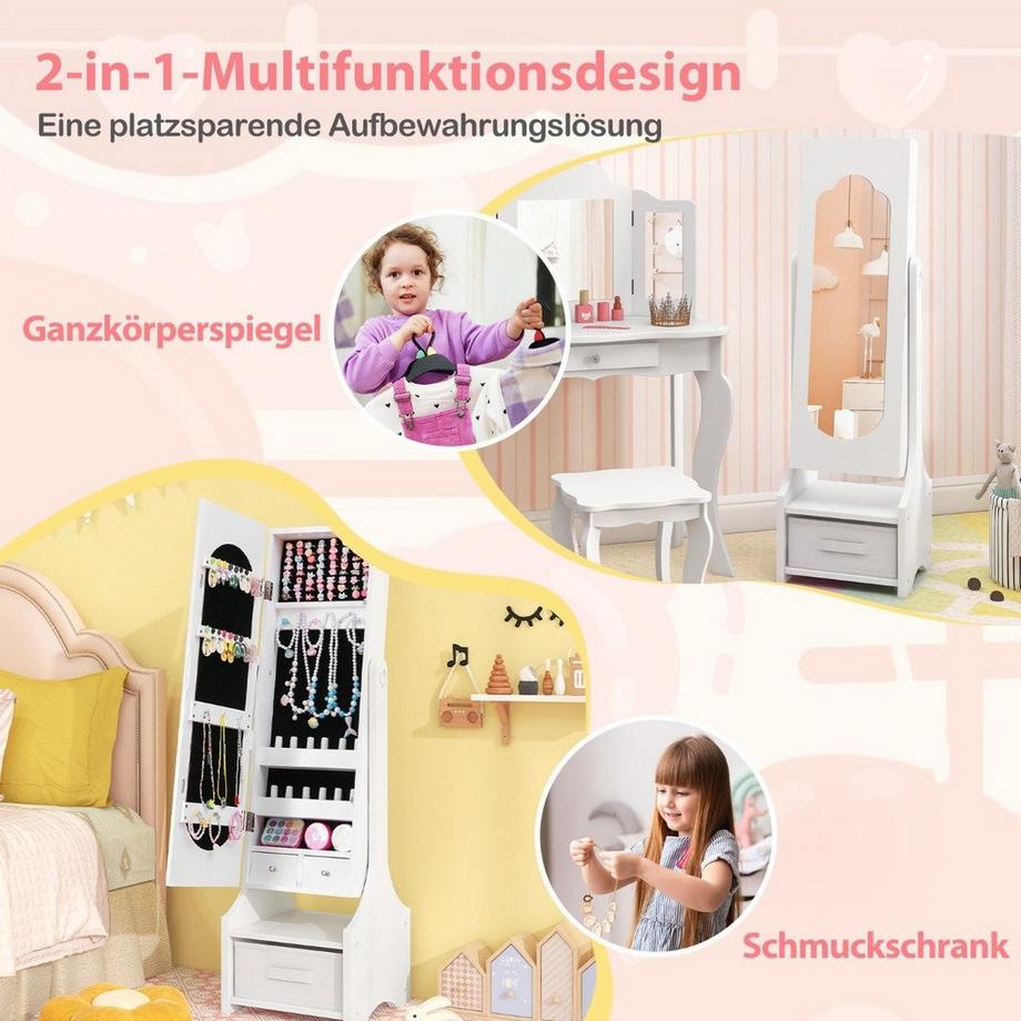 Northix Mobiletto portagioie per bambini con specchio  