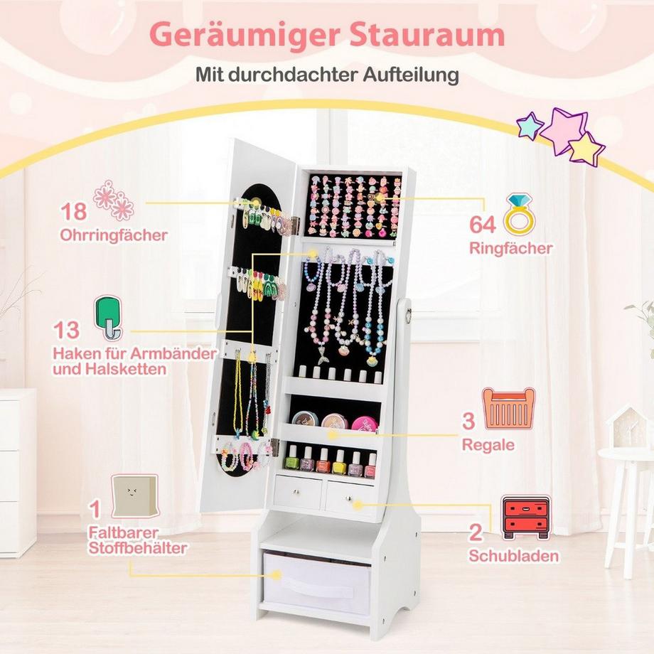 Mobiletto portagioie per bambini con specchio