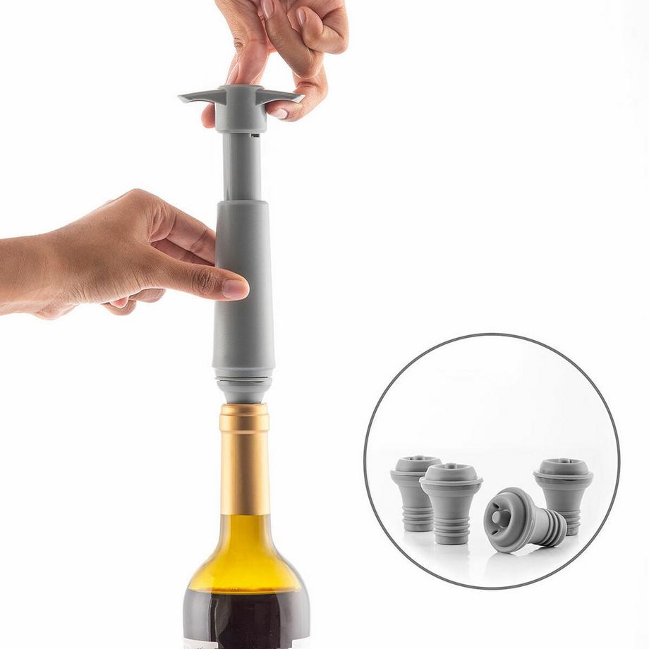 InnovaGoods Pompe à vide pour le vin avec 4 bouchons  