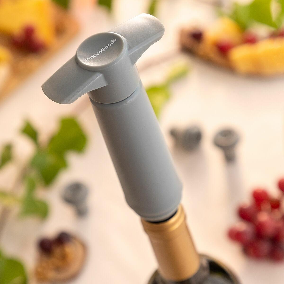 InnovaGoods Pompa per vuoto per vino con 4 tappi  