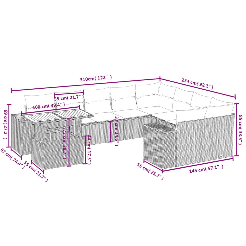 VidaXL set divano da giardino Polirattan  