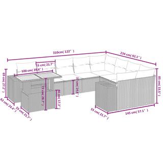 VidaXL set divano da giardino Polirattan  